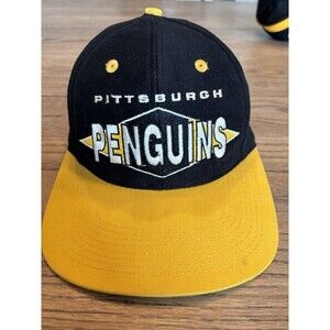 Vintage Pittsburgh Penguins Logo Athletic SnapBack Hat Blockhead Plain Logo